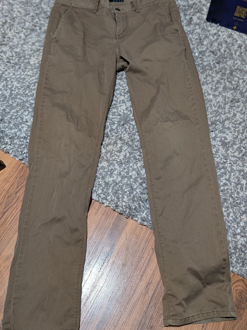 Krew Standard Straight Denim Pants in Olive Brown